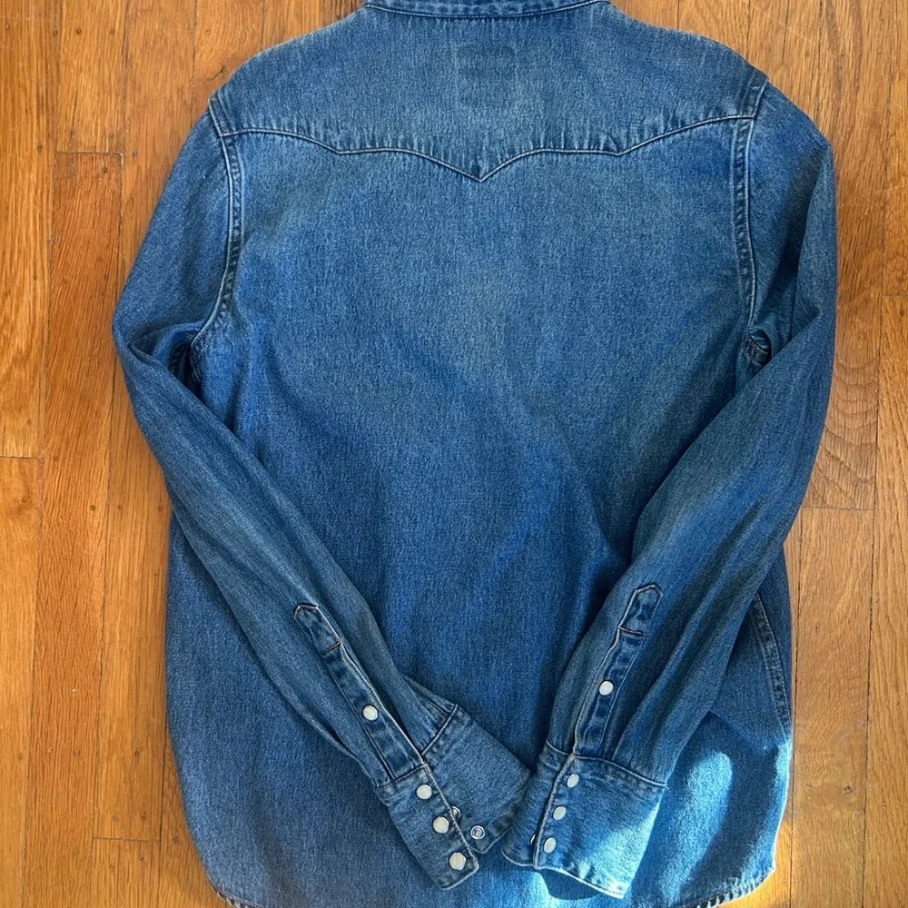 Wrangler Western Blue Denim Snap Cotton Shirt - Picture 3 of 7